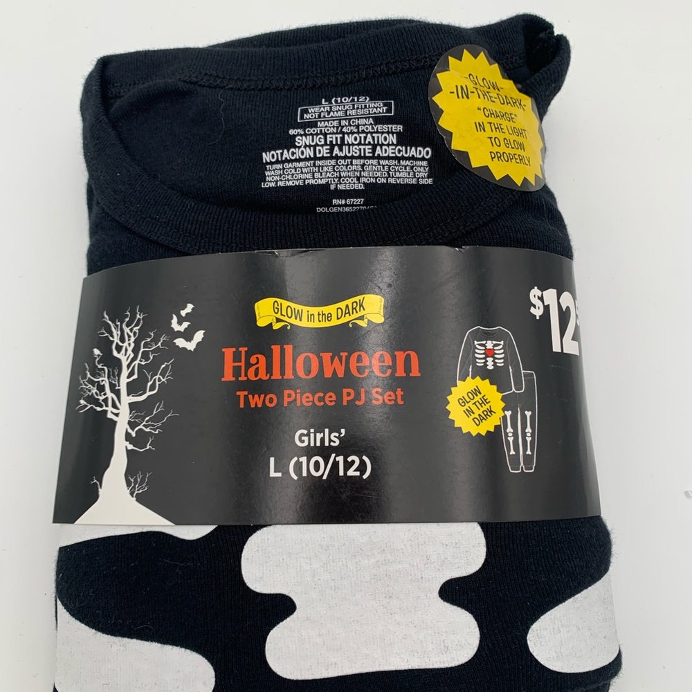 Girls Halloween Glow-in-the-Dark Pajama Set 💀Halloween